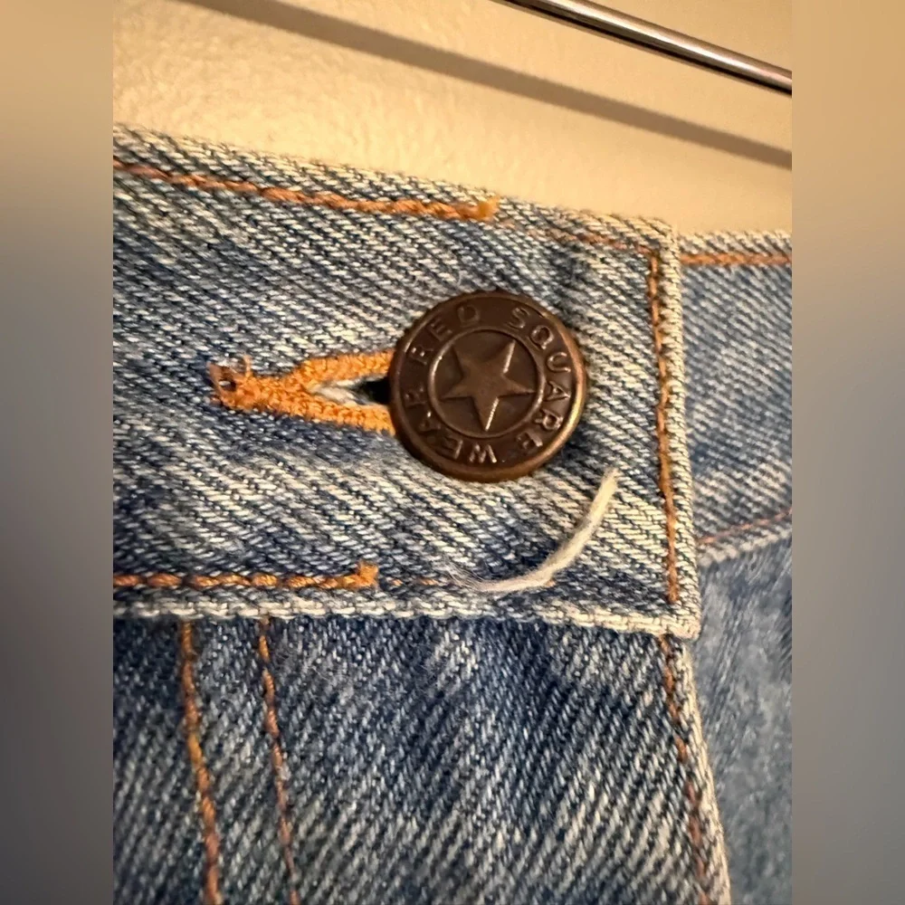 Authentic Y2K Red Square Wear Denim Skirt - Picture 6 of 14